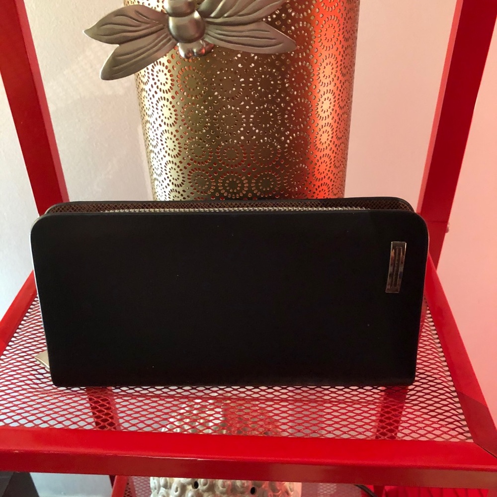 Leather zipper wide wallet